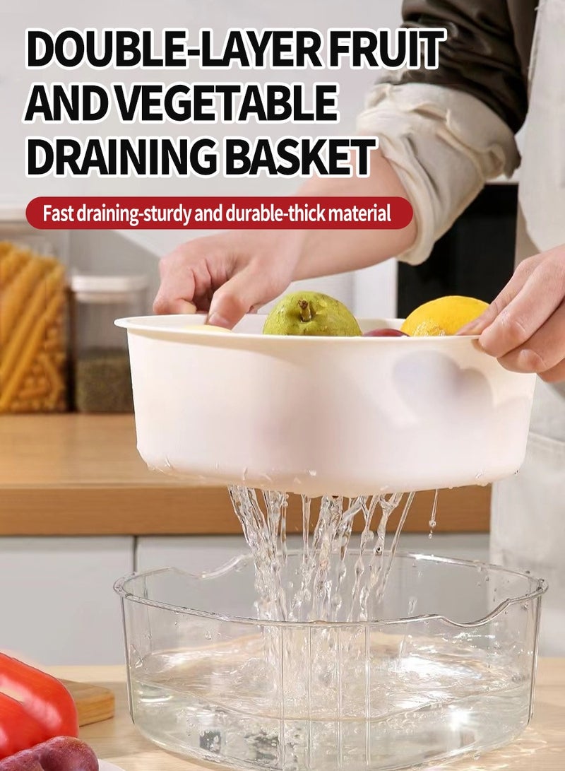 Beirui 6pcs Kitchen Strainer,2 in 1 Plastic Fruit & Vegetable Washing Basket Double Drainer Basin and Stackable Set for Soaking, Washing, Draining Vegetables and Fruit Strainer  - Image 4
