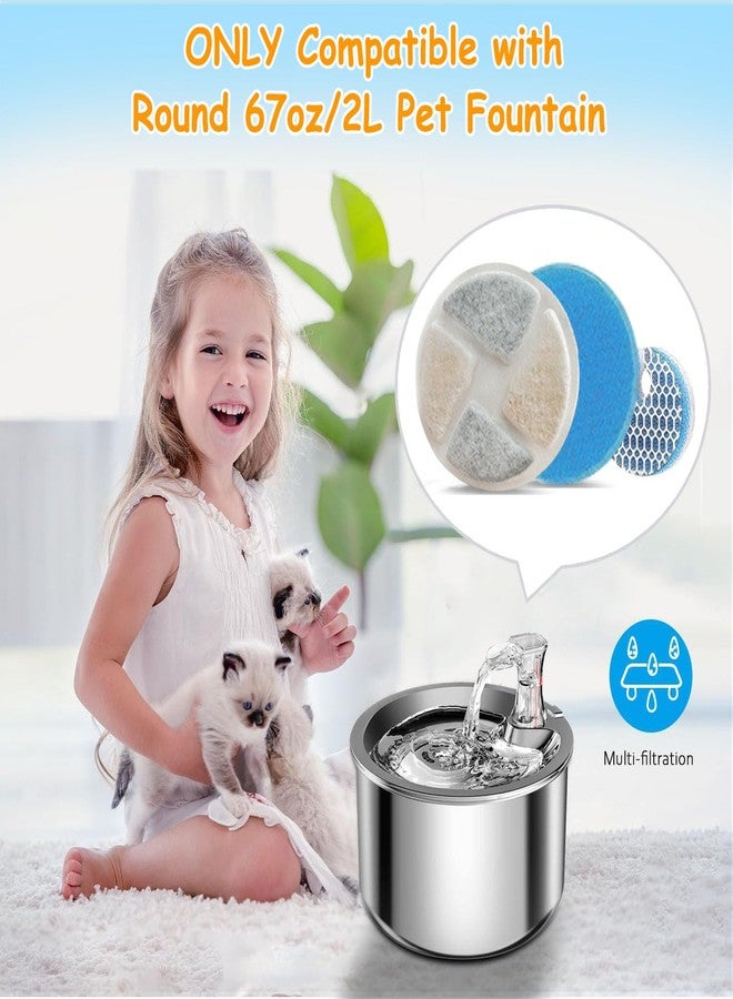 OUPUSES 12 Set Cat Fountain Filter Replacement for Round 2L/67oz Automatic Dog Dispenser Water Bowl, Stainless Steel Pet Water Fountain Filters with Triple - Image 5