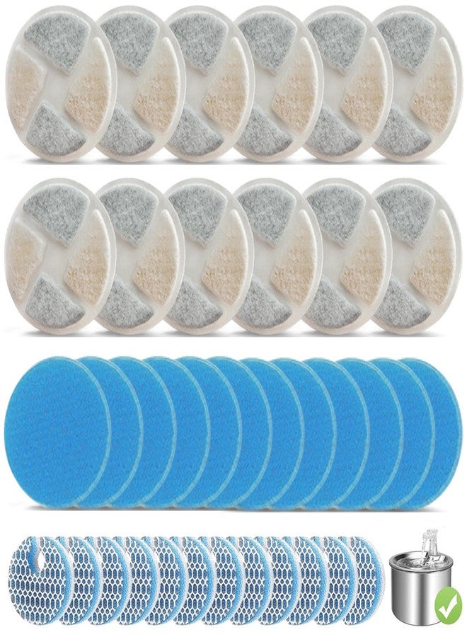 OUPUSES 12 Set Cat Fountain Filter Replacement for Round 2L/67oz Automatic Dog Dispenser Water Bowl, Stainless Steel Pet Water Fountain Filters with Triple - Image 1