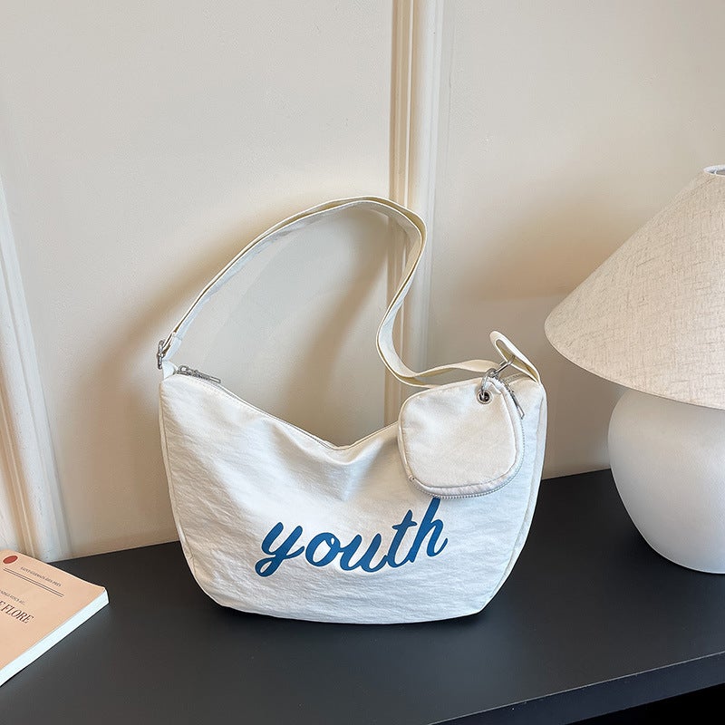 Women's Nylon Shoulder Bag with Letter Print, Casual and Simple - Image 3