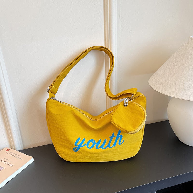 Women's Nylon Shoulder Bag with Letter Print, Casual and Simple - Image 2