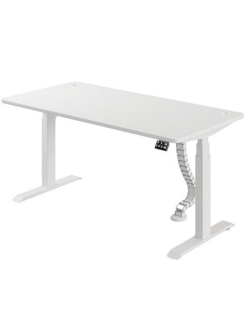 Neo Max Series Electric Height Adjustable Standing Desk Gaming Table | 140x75 cm | White Frame & Table Top | Advanced Control | Dual Motor | Ergonomic Design
