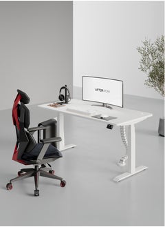 AFTERWORK Neo Max Series Electric Height Adjustable Standing Desk Gaming Table | 140x75 cm | White Frame & Table Top | Advanced Control | Dual Motor | Ergonomic Design  - Image 3