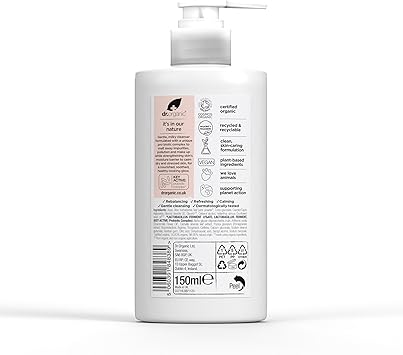 dr.organic Dr Organic Skin Calm Probiotic Cream Cleanser For Redness Dry Sensitive Irritable Skin Gentle Cleansing Dermatologically Tested Vegan Cruelty Free Paraben SLS Free Certified Organic150ml - Image 2