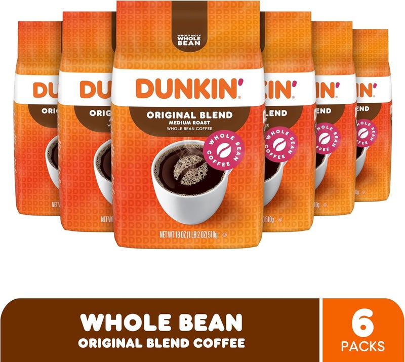 Dunkin' Original Blend Medium Roast Whole Bean Coffee - 18 Ounces (Pack of 6) - Image 2
