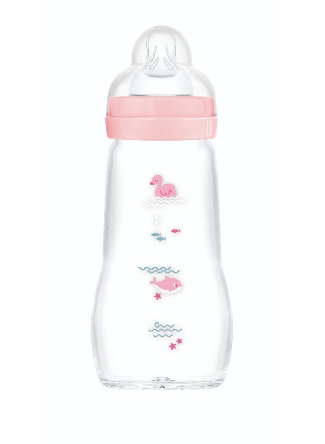 Mam Baby Feel Good Glass Bottle  Pink Sealife - Image 1