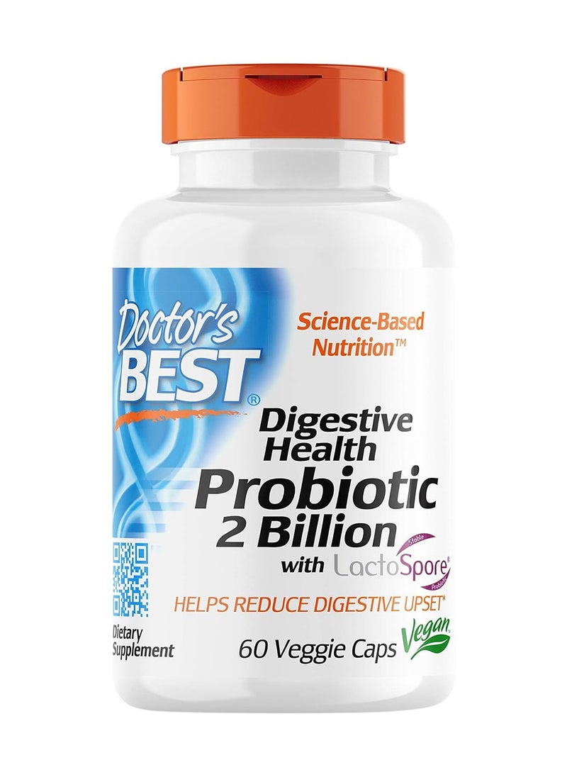 Doctor's BEST Digestive Health Probiotic 2 Billion With Lactospore 60 Veggie Caps  - Image 1