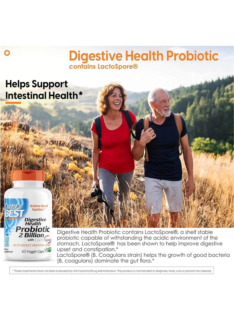 Doctor's BEST Digestive Health Probiotic 2 Billion With Lactospore 60 Veggie Caps  - Image 3