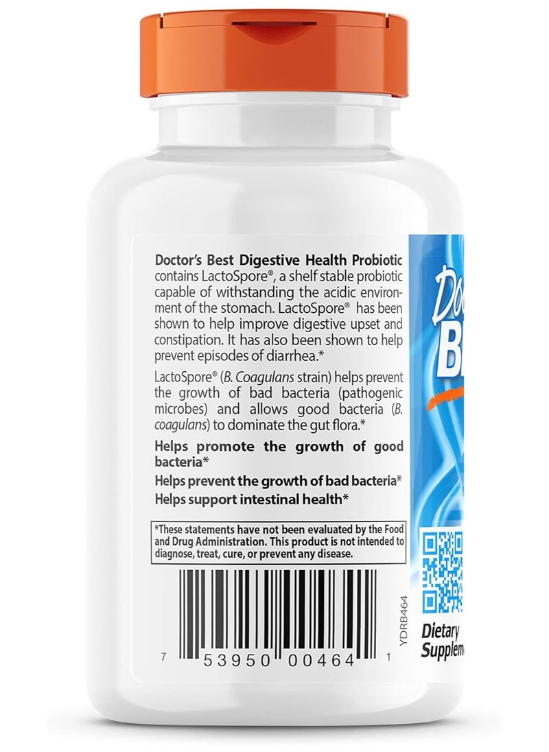 Doctor's BEST Digestive Health Probiotic 2 Billion With Lactospore 60 Veggie Caps  - Image 2