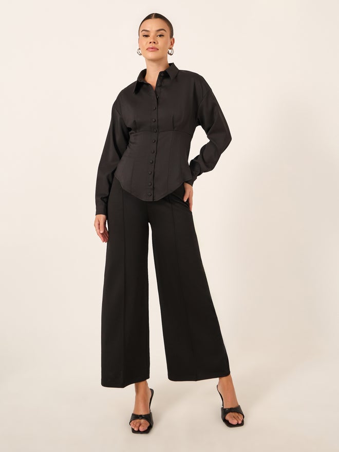 Styli Styli Corset Details Spread Collar Shirt  - Image 2