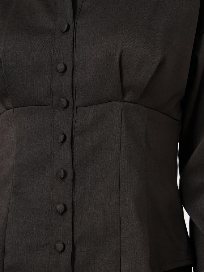 Styli Styli Corset Details Spread Collar Shirt