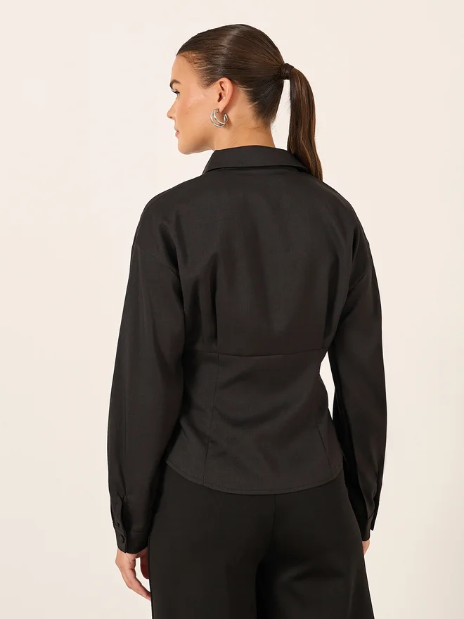 Styli Styli Corset Details Spread Collar Shirt