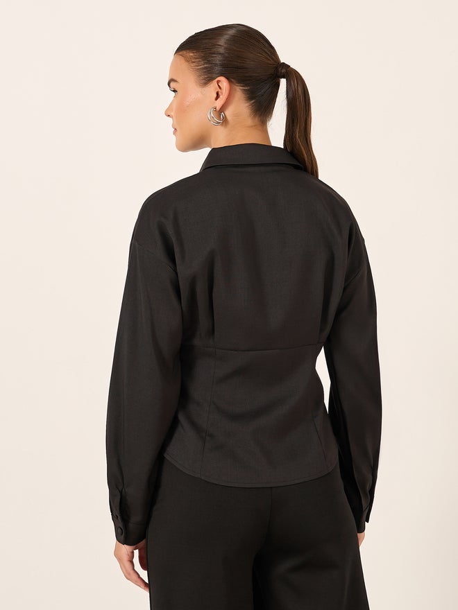 Styli Styli Corset Details Spread Collar Shirt  - Image 5