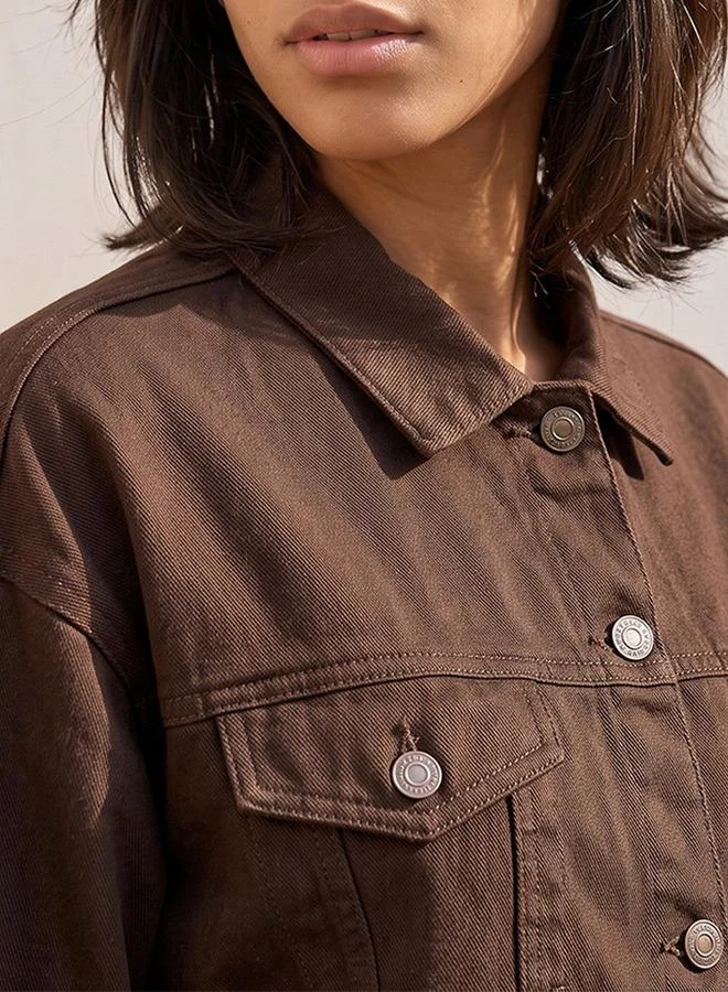 Lee Cooper WHITE Lee Cooper Linen Blend Trucker Jacket with Chest Pocket for Women | Best Price UAE