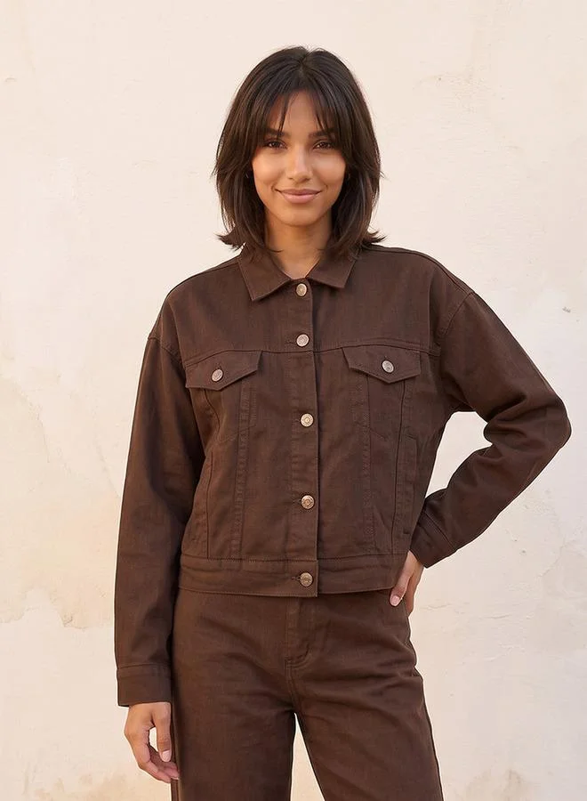 Lee Cooper Linen Blend Trucker Jacket with Chest Pocket