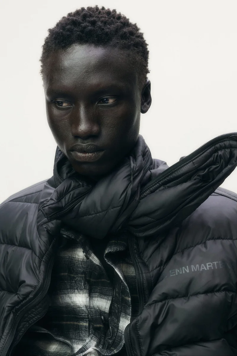 اتش اند ام جاكيت منفوخ بحواف مدعمة