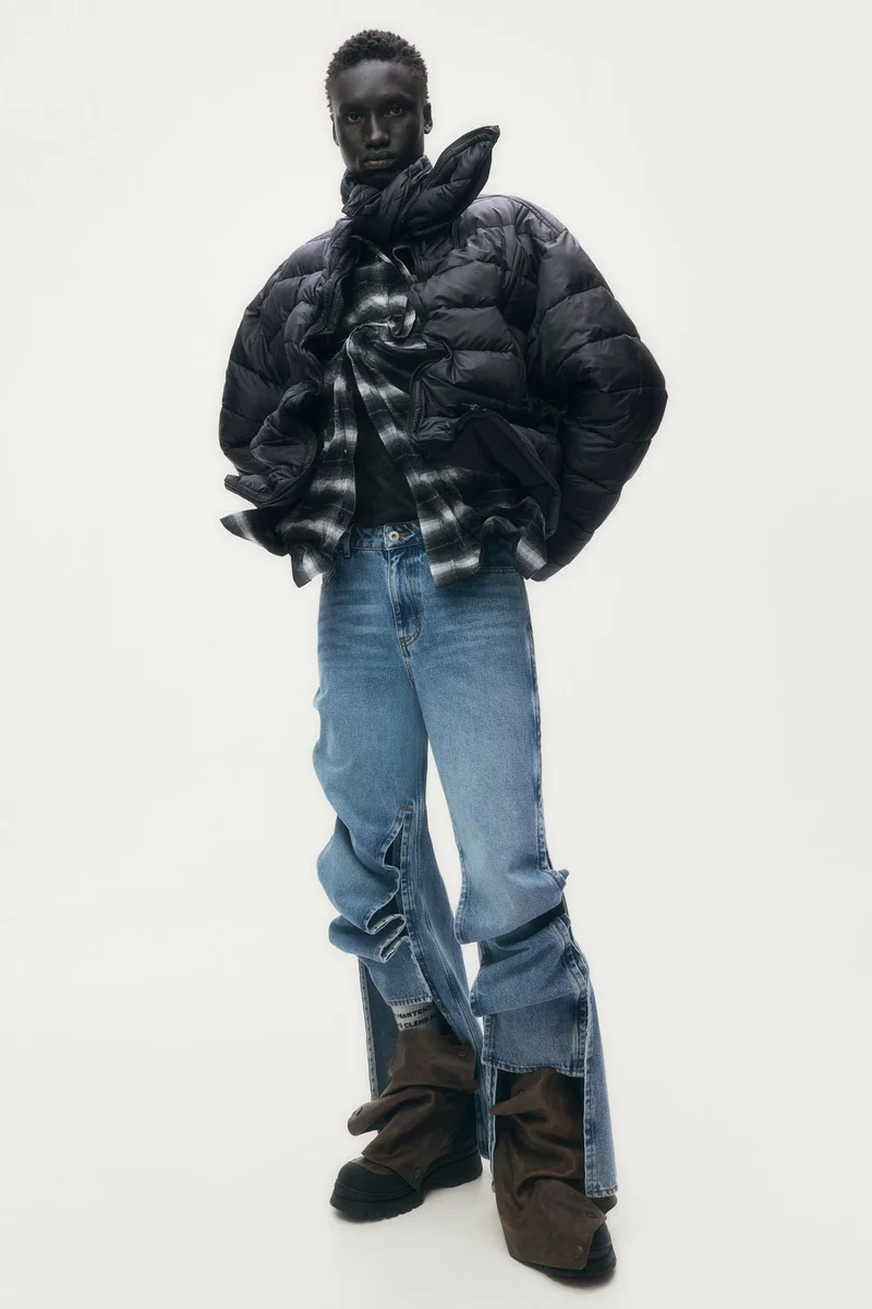 اتش اند ام جاكيت منفوخ بحواف مدعمة