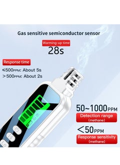 SYOSI Portable Gas Leak Detector, Audible Alarm for Natural Gas, Methane, Hexane, and Propane, Sniffer with Lo Hi Mode, LCD Screen Gas Meter, 2X AAA Battery Powered for Home and Outdoor Use, White  - Image 4
