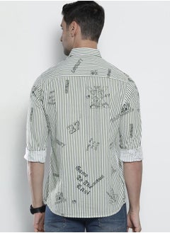 The Indian Garage Co Men Regular Fit Striped Full Sleeves Spread Collar Casual Shirt  - Image 2