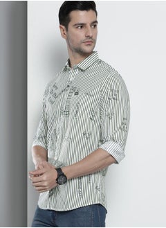 The Indian Garage Co Men Regular Fit Striped Full Sleeves Spread Collar Casual Shirt  - Image 3