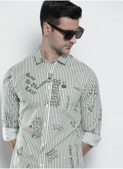 The Indian Garage Co Men Regular Fit Striped Full Sleeves Spread Collar Casual Shirt  - Image 1