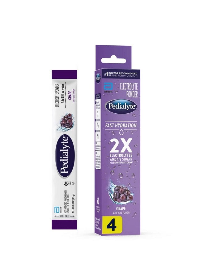 Pedialyte Fast Hydration Grape Electrolyte Powder 0.3 oz Packets, 4 count - Image 1