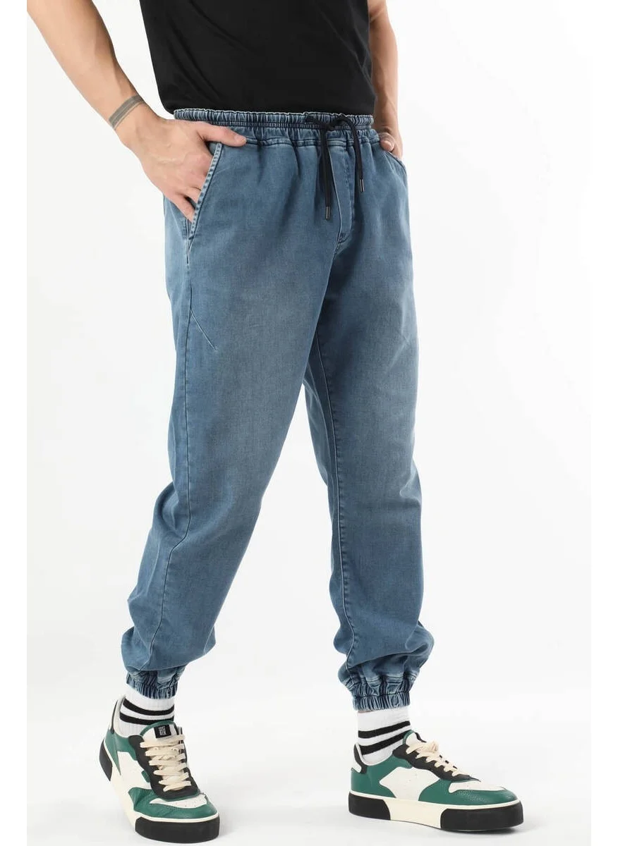 Banny Jeans Men's Elastic Waist Jogger Pants Blue