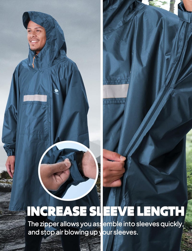 ANYOO Hooded Rain Poncho for Adults with Pocket, Waterproof Lightweight Rain Coats for Men Women Reusable Rain Jacket for Emergency Camping Outdoor Activities - Image 5