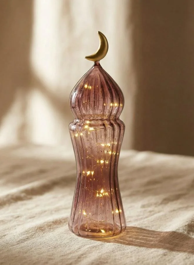 صلصال قبص - قطعة زجاج زينة رمضان  مصنوعة يدوياً مع ضوء