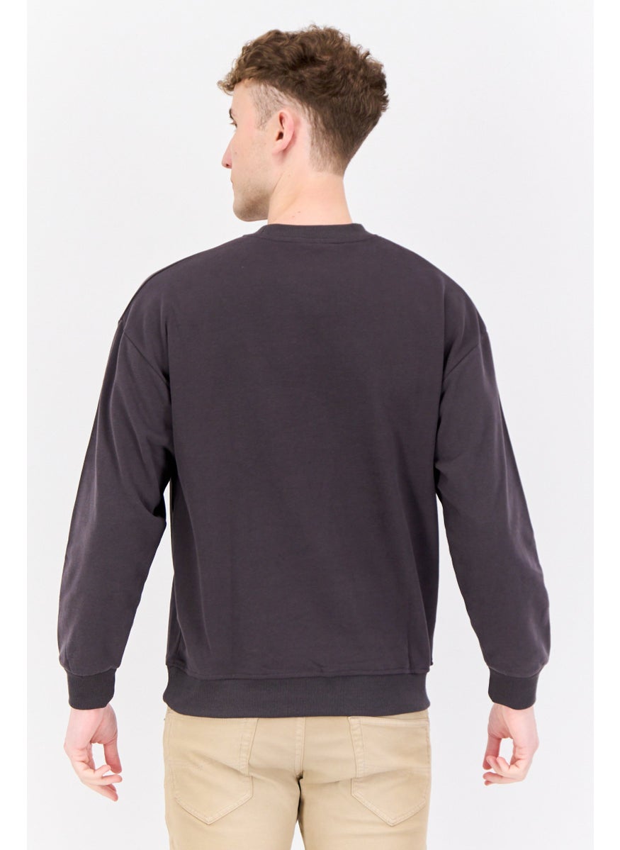 ELVIS Men Crew Neck Graphic Printed Long Sleeves Sweatshirt, Charcoal Combo  - Image 4