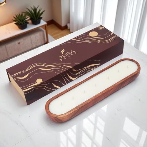 AURA DECOR AuraDecor Wooden Urli Candle with Luxury Aroma of Oudh & Vanilla for Aromatherapy, HomeDecor & Gifting, Soy Wax (Wooden Urli Candle, Large) - Image 1