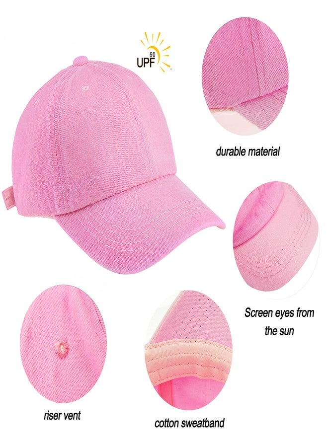 Eohak Kids Distresed-Washed Baseball Hat Infant Toddler Baby Boy Girl Hats Distresed for 2-8 Years Pink - Image 5