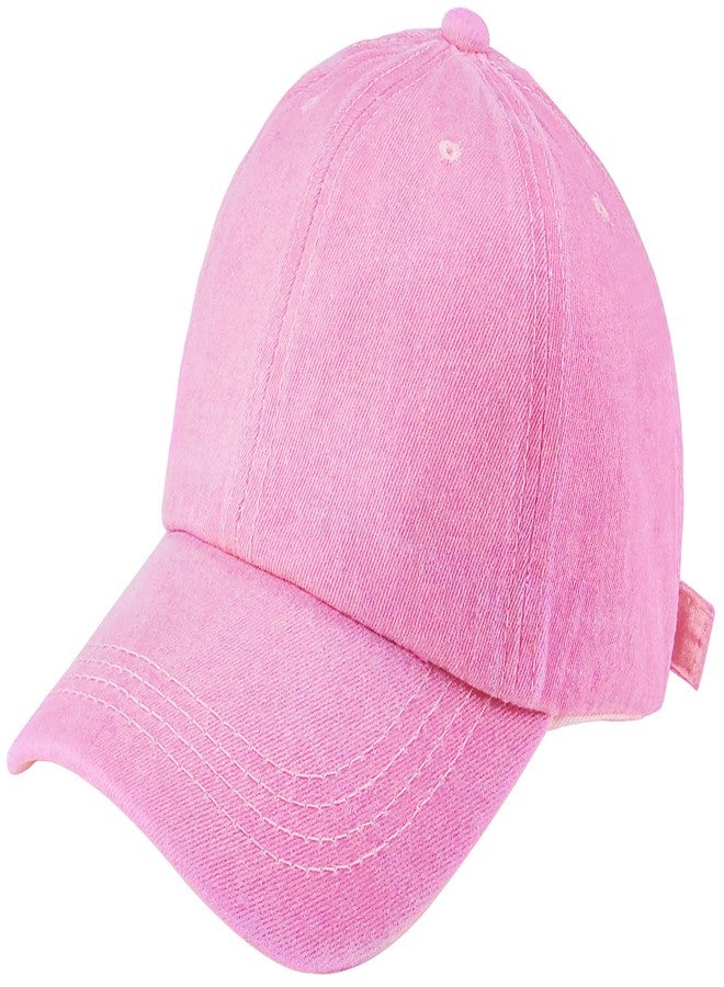 Eohak Kids Distresed-Washed Baseball Hat Infant Toddler Baby Boy Girl Hats Distresed for 2-8 Years Pink - Image 1