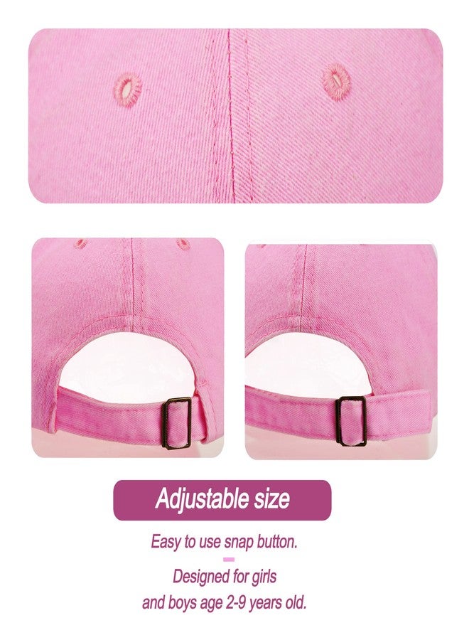 Eohak Kids Distresed-Washed Baseball Hat Infant Toddler Baby Boy Girl Hats Distresed for 2-8 Years Pink - Image 2