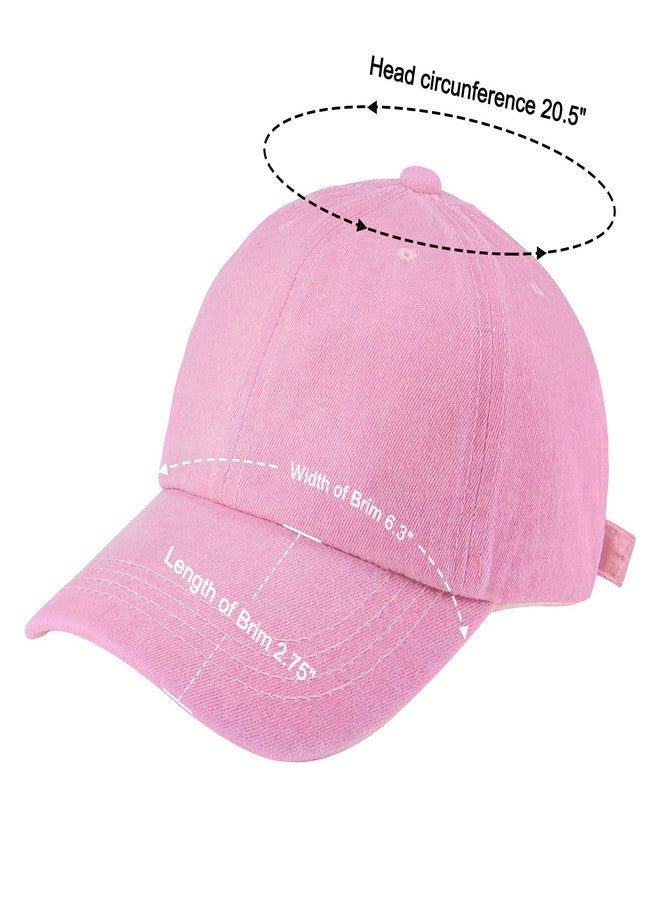 Eohak Kids Distresed-Washed Baseball Hat Infant Toddler Baby Boy Girl Hats Distresed for 2-8 Years Pink - Image 4