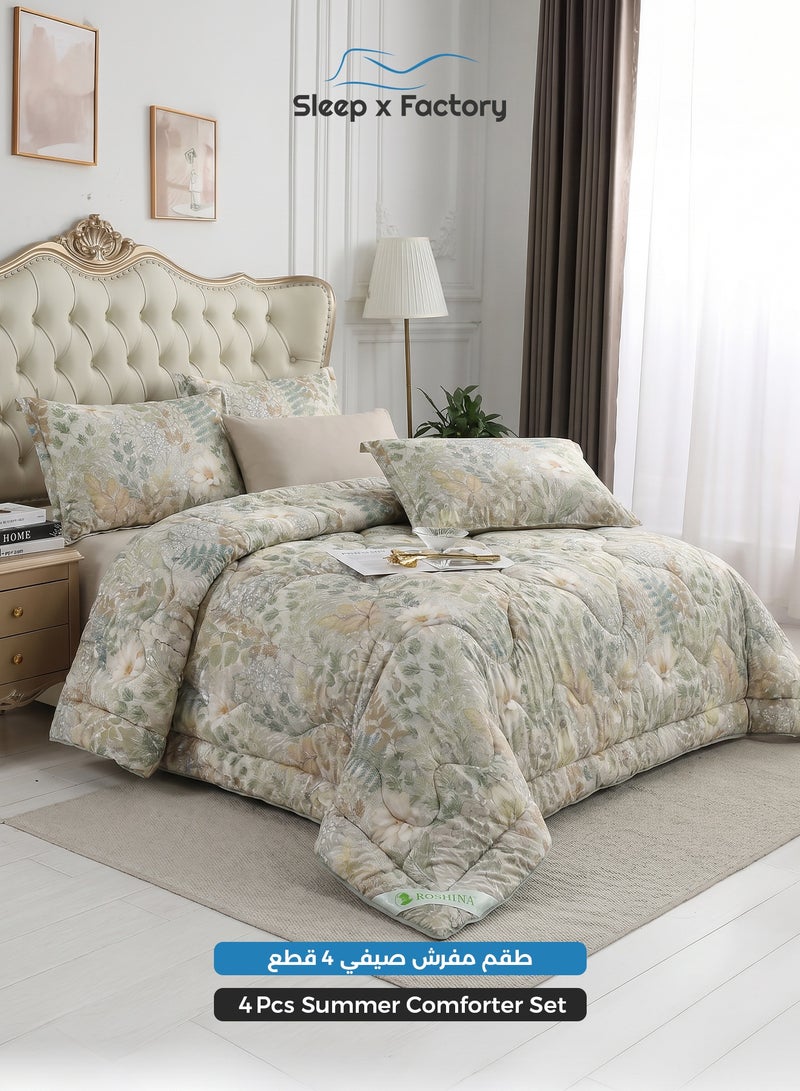 سليب × فاكتوري طقم مفرش صيفي 6 قطع من Sleep X Factory – مايكروفايبر بنقشة زهور – مقاس كينج - Image 1