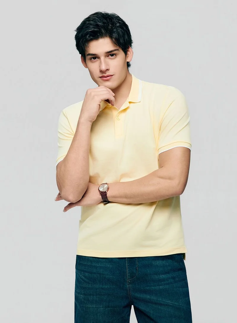 Men’s Slim Pique Solid Polo with Flat Knit Collar