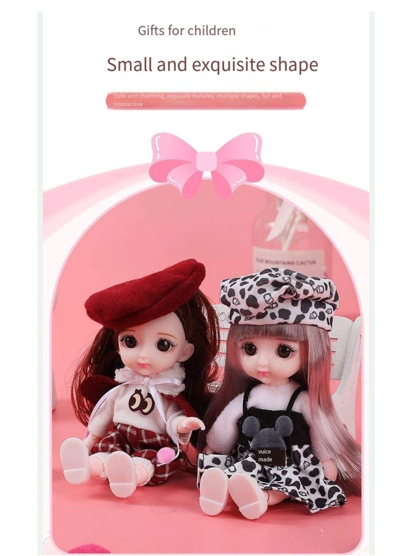 17 cm small doll princess gift box set children's girl clothes changeable dress-up Fashion Dolls Collection Set, 5 Pieces with Different Outfits, Pink Gift Box Girl gift (fairy tale) - Image 4