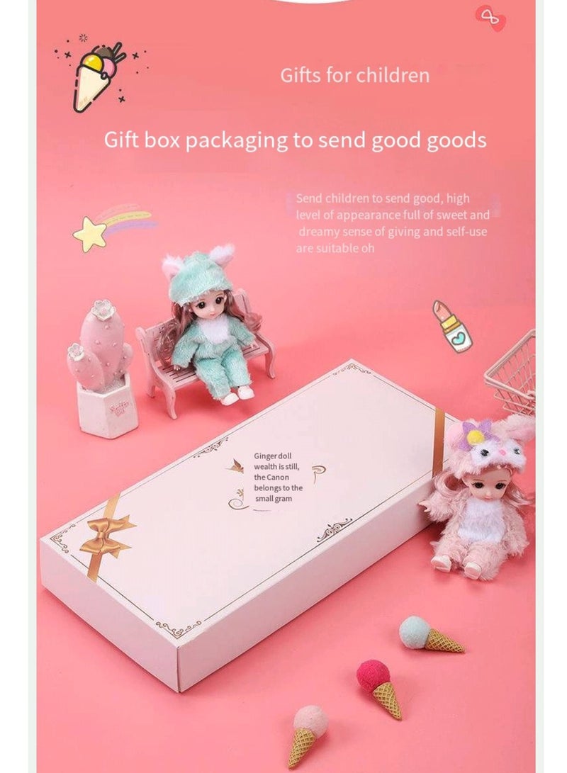 17 cm small doll princess gift box set children's girl clothes changeable dress-up Fashion Dolls Collection Set, 5 Pieces with Different Outfits, Pink Gift Box Girl gift (fairy tale) - Image 5