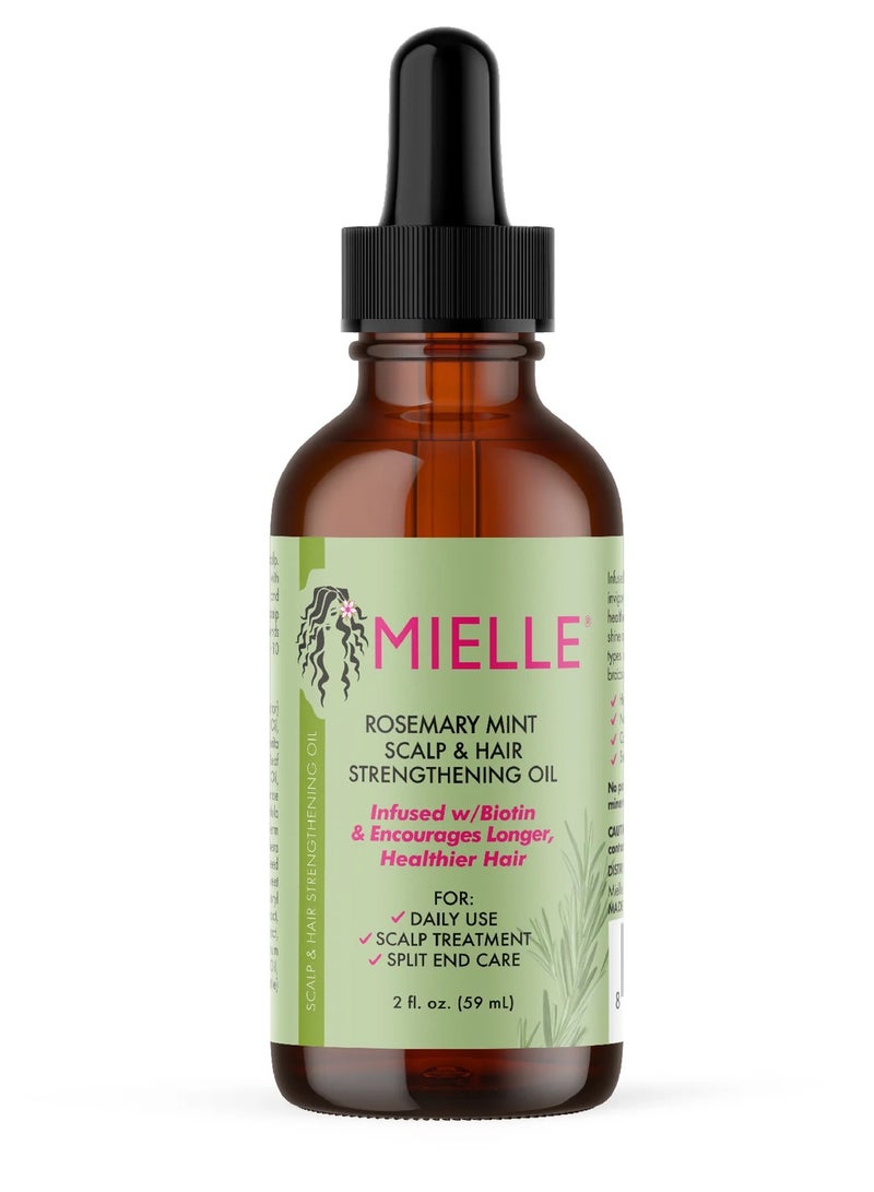 MIELLE Rosemary Mint Scalp & Hair Strengthening Oil Infused W/Biotin & Encourages Growth 59ml - Image 1