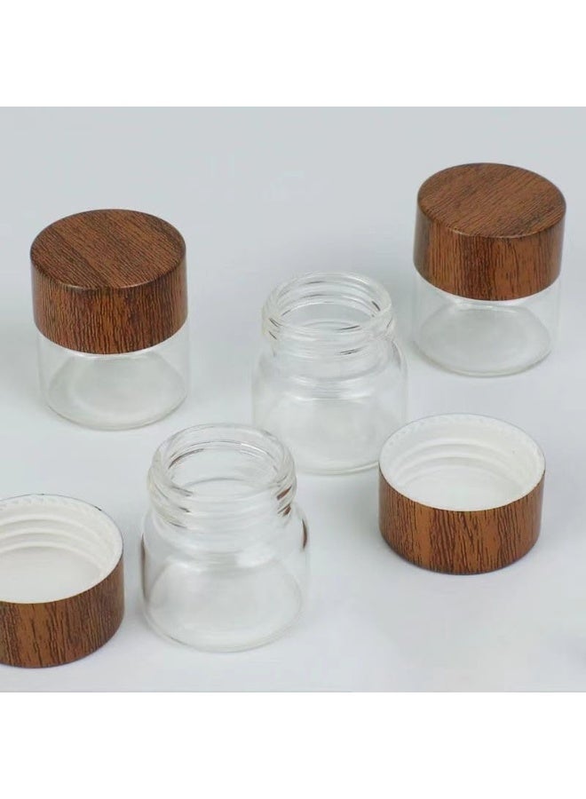 Bukela 6 Pieces Mini Glass Jars with Plastic Woodgrain Lids, Sealed Cans, Mini Mason Jars, Airtight Glass Pantry Canister for Coffee Bean Tea Sugar Liquid and Jewelry Beads (10ml) - Image 3