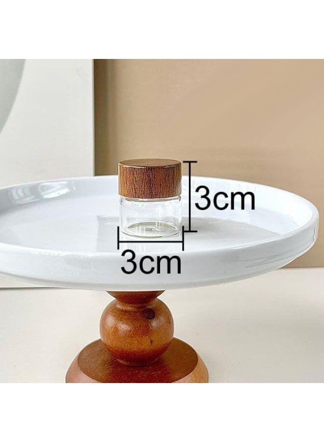 Bukela 6 Pieces Mini Glass Jars with Plastic Woodgrain Lids, Sealed Cans, Mini Mason Jars, Airtight Glass Pantry Canister for Coffee Bean Tea Sugar Liquid and Jewelry Beads (10ml) - Image 2