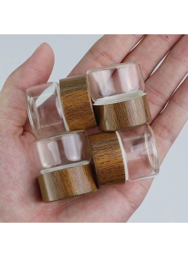 Bukela 6 Pieces Mini Glass Jars with Plastic Woodgrain Lids, Sealed Cans, Mini Mason Jars, Airtight Glass Pantry Canister for Coffee Bean Tea Sugar Liquid and Jewelry Beads (10ml) - Image 5