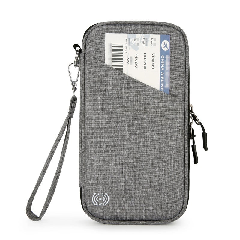 Slim RFID-blocking Passport Wallet Organizer Grey 