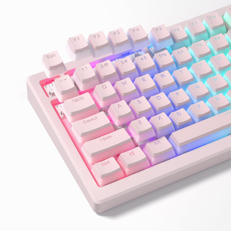 Womier Mechanical Keybaord Keycaps Pudding, PBT Pink Cute Keycaps, Shine Through Key Cap, OEM Profile for 60 65 75 100 Percent 130 Keys MX-stem Switches Keyboard Caps-Pink - Image 1