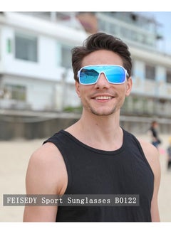 FEISEDY Fashion Polarized Sunglasses Oversized One Piece Reflective Lens Sports Sun Glasses B0122  - Image 2