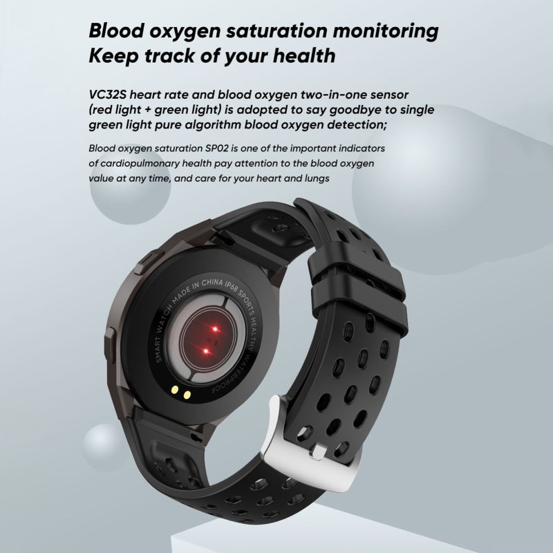 Fitness Watch: 1.28Inch Color Green Screen 2.5D Cambered Surface - VC325 Dual Sensor 24-Hour Heart Rate & Blood Oxygen Monitoring Activity Tracker for Health Monitoring Sports & Daily Life - Image 5
