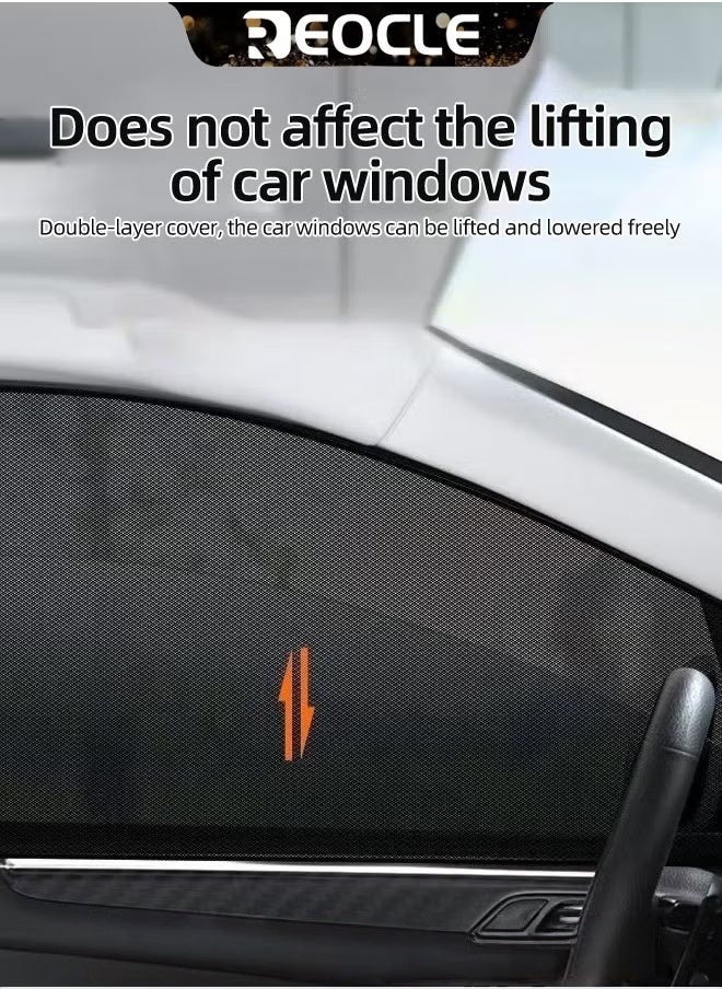 REOCLE 4 pcs Car Sunshade Rear Window Cool Sun Protective Privacy Protecting Easy to Install  - Image 2