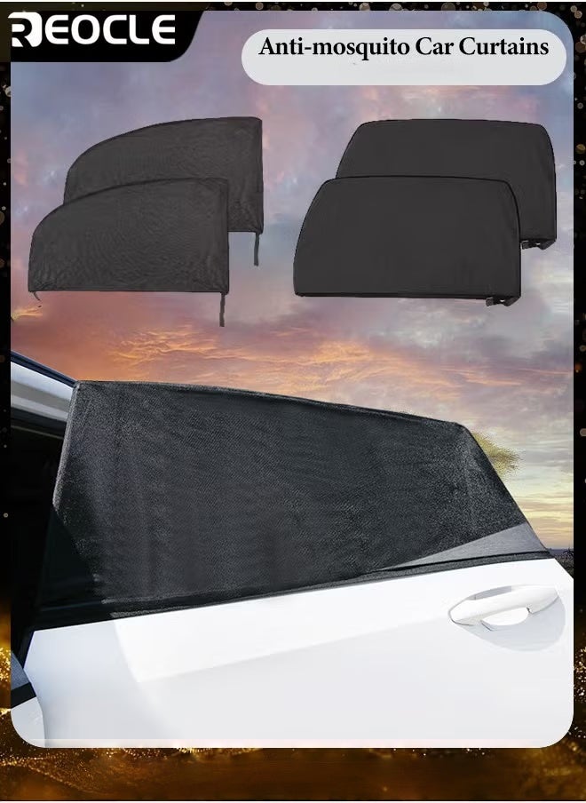 REOCLE 4 pcs Car Sunshade Rear Window Cool Sun Protective Privacy Protecting Easy to Install  - Image 1