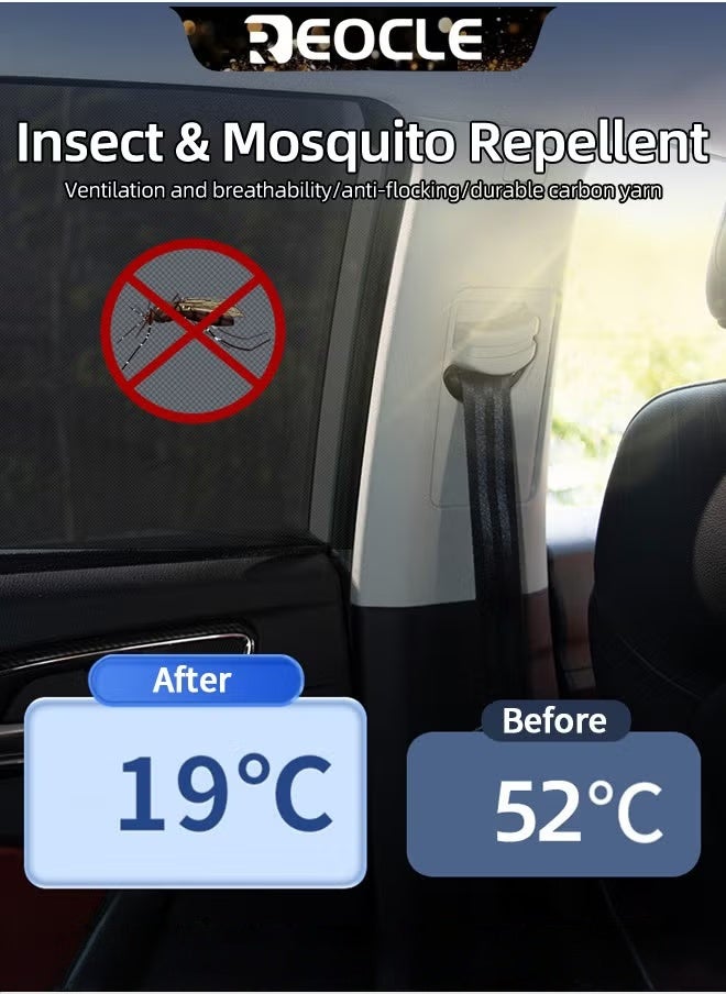 REOCLE 4 pcs Car Sunshade Rear Window Cool Sun Protective Privacy Protecting Easy to Install  - Image 5